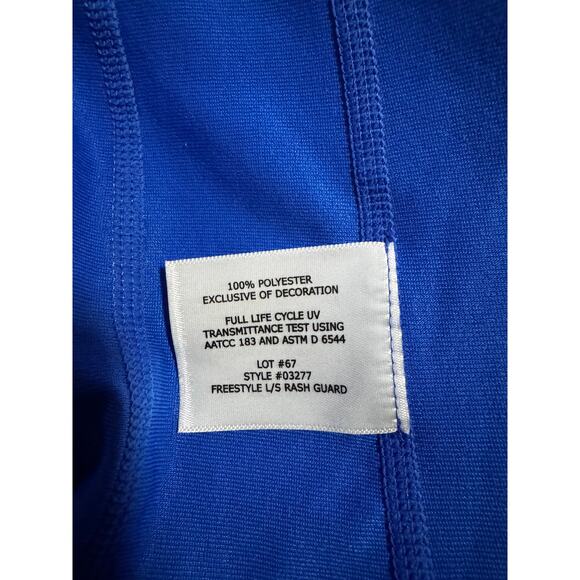 Coolibar Freestyle UPF 50+ Quarter Zip Long Sleeve Rash Guard Top Baja Blue (M) - Picture 8 of 8